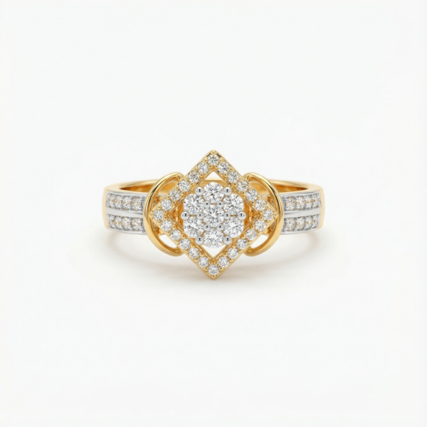 Golden Halo Diamond Ring